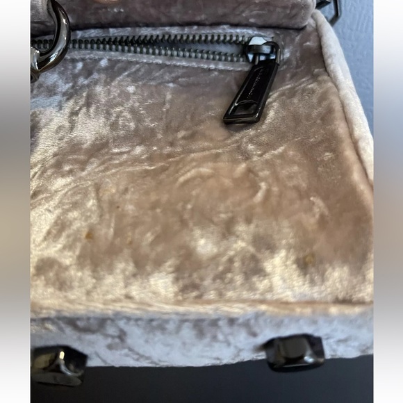 Rebecca Minkoff Suede Mini MAC Crossbody Purse Pink/Taupe Blend - Picture 11 of 16